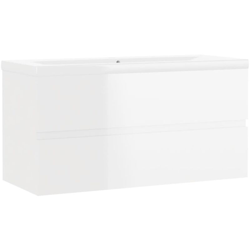 Vidaxl - Armoire d'évier avec lavabo intégré Blanc brillant