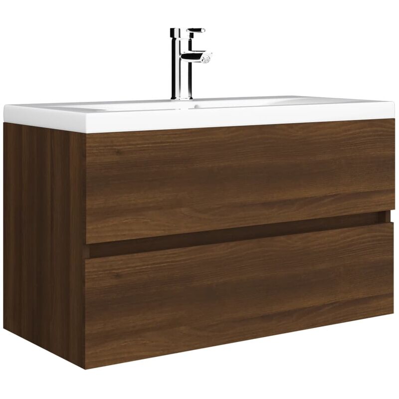Vidaxl - Meuble lavabo avec bassin intégré Chêne brun Bois d'ingénierie