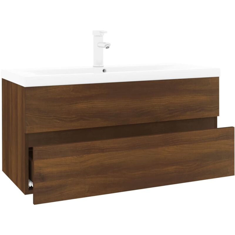 Vidaxl - Meuble lavabo avec bassin intégré Chêne brun Bois d'ingénierie