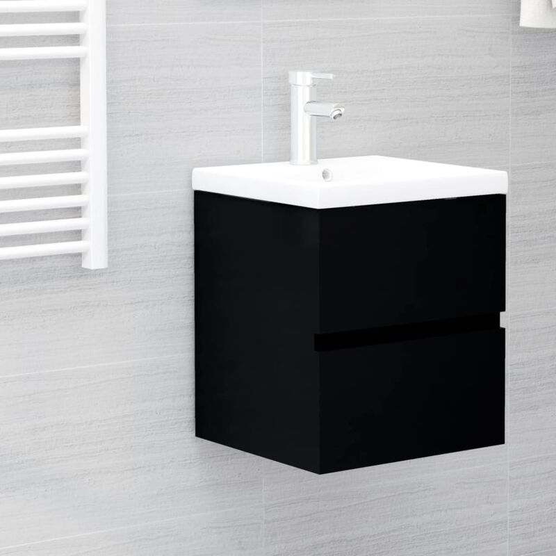 Armoire d'évier avec lavabo,Meuble de rangement intégré Noir Aggloméré CFW550320