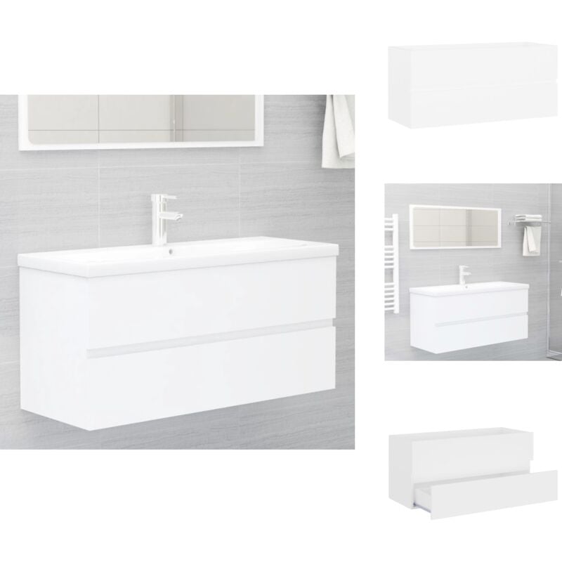 Armoire d'évier Blanc 100x38,5x45 cm Bois d'ingénierie - Meuble Salle De Bain - Armoire Lavabo - Meuble Vasque - Rangement Salle De Bain - Armoire