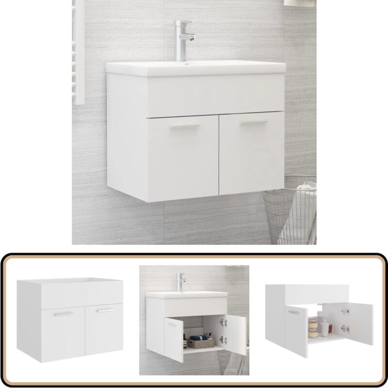 Vidaxl - Armoire d'évier Blanc 60x38,5x46 cm Bois d'ingénierie - Meuble Salle De Bain - Armoire Lavabo - Meuble Vasque - Rangement Salle De Bain