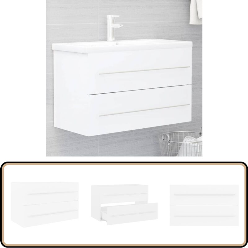 Vidaxl - Armoire d'évier Blanc 80x38,5x48 cm Bois d'ingénierie - Meuble Salle De Bain - Armoire Lavabo - Meuble Vasque - Rangement Salle De Bain