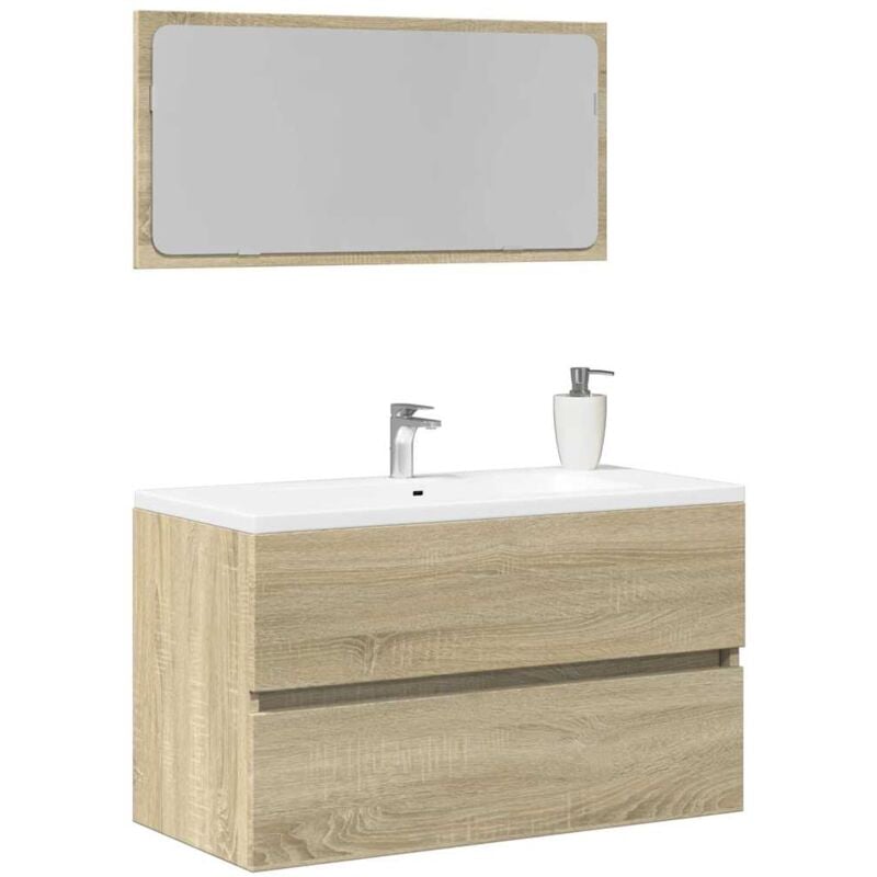 Vidaxl - Meuble de salle de bain avec miroir chêne sonoma 80x38,5x45 cm