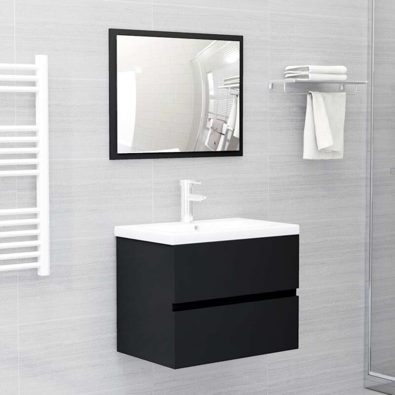 Vidaxl - Ensemble de meubles salle de bain 2 pcs noir bois d'ingénierie