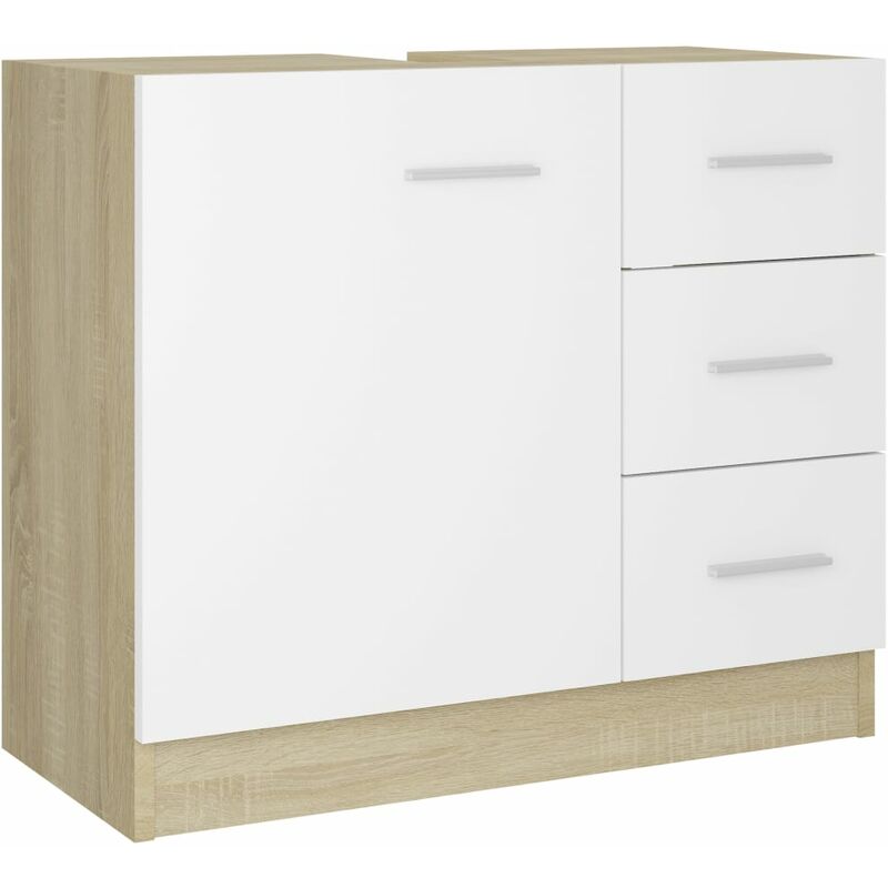 Vidaxl - Armoire d'évier Blanc et chêne sonoma 63x30x54 cm Aggloméré