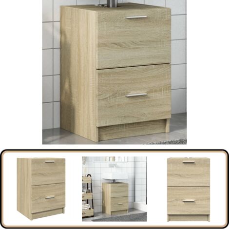 Armoire d'évier chêne sonoma 40x37x59 cm bois d'ingénierie - Meuble De Salle De Bain - Armoire De Lavabo - Rangement Salle De Bain - Évier Salle De Bain - Meuble Vasque
