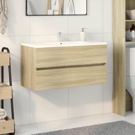 Armoire d'évier Chêne sonoma 90x38,5x45 cm Aggloméré vidaXL