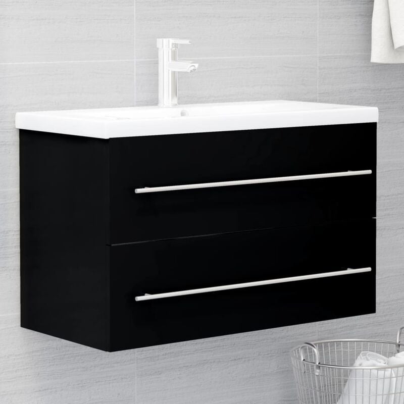 Vidaxl - Armoire d'évier avec lavabo intégré Noir Aggloméré