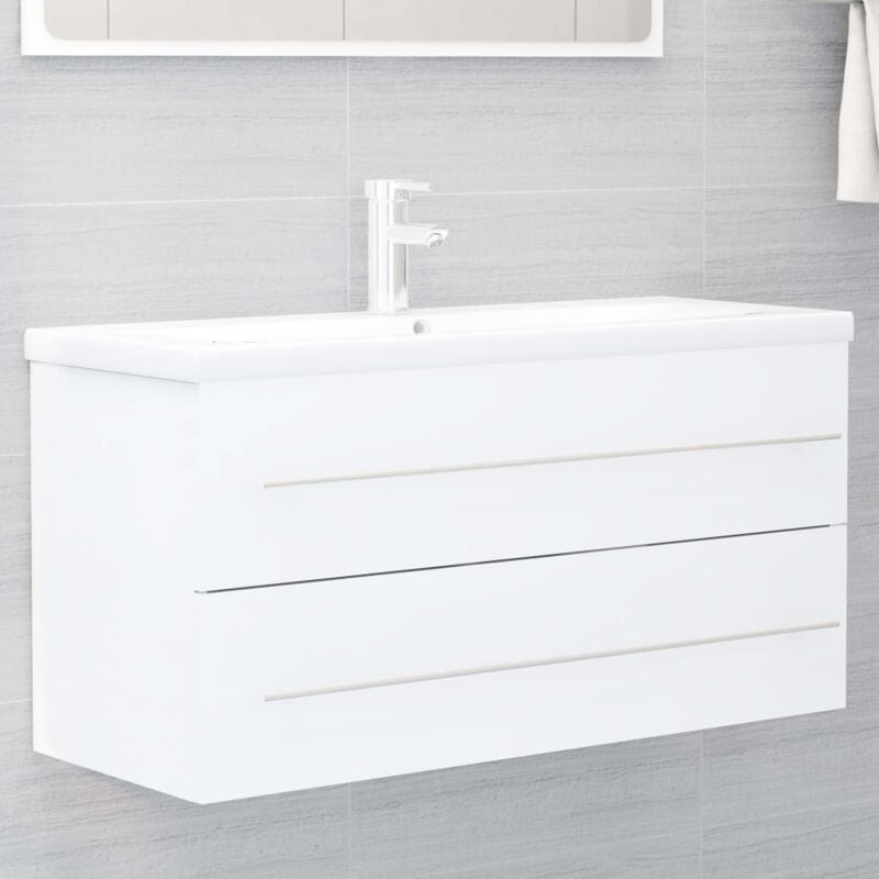 Vidaxl - Armoire d'évier avec lavabo intégré Blanc Aggloméré