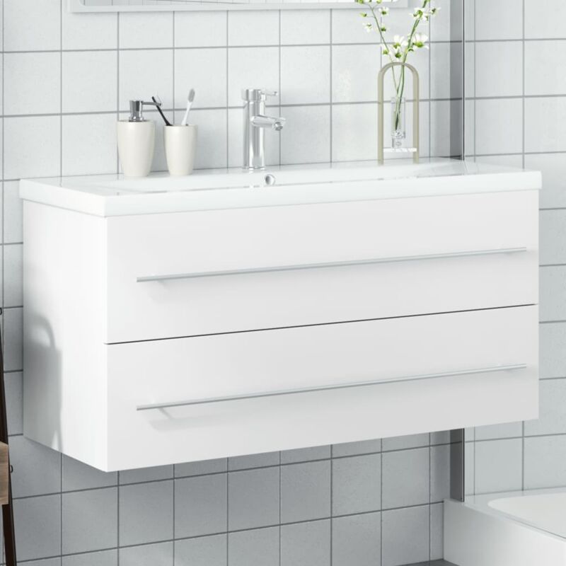 Vidaxl - Armoire lavabo de salle de bain avec bassin intégré blanc