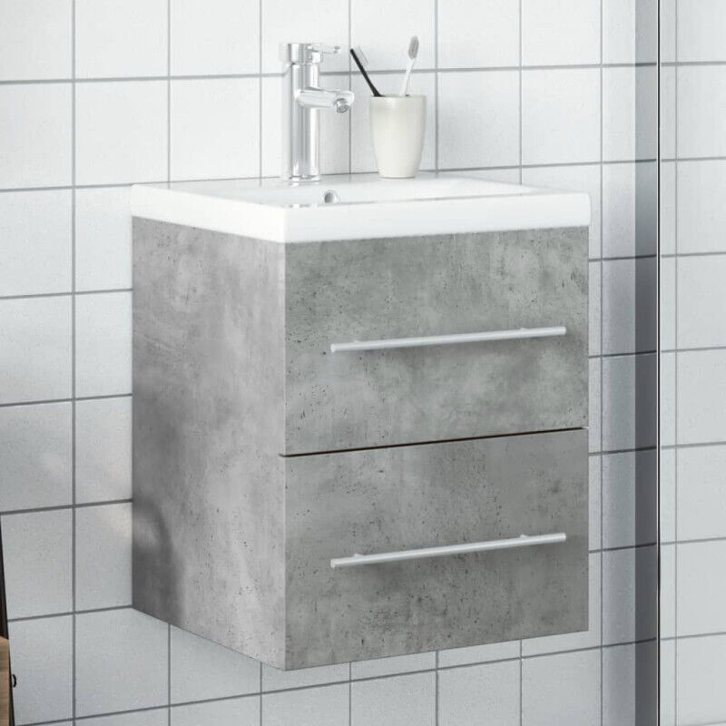 Vidaxl - Armoire lavabo de salle de bain avec bassin intégré gris béton