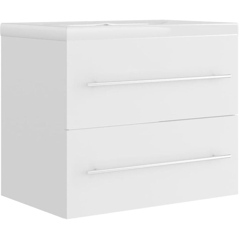 Vidaxl - Armoire d'évier avec lavabo intégré Blanc Aggloméré