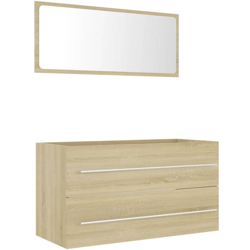 Vidaxl - Ensemble de bain avec évier avec tiroir + miroir 90x38.5x48 cm Diverses couleurs Couleur : marron