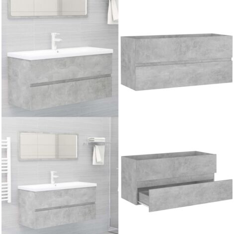Armoire d'évier Gris béton 100x38,5x45 cm Bois d'ingénierie - Armoire De Salle De Bain - Meuble Salle De Bain - Rangement Salle De Bain - Armoire Lavabo - Meuble Vasque - Home & Living