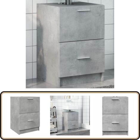 Armoire d'évier gris béton 40x37x59 cm bois d'ingénierie - Meuble De Salle De Bain - Armoire De Lavabo - Rangement Salle De Bain - Évier Gris - Meuble Vasque
