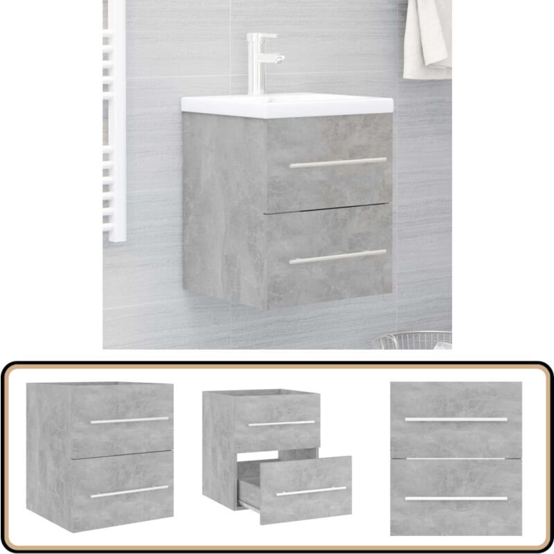 Vidaxl - Armoire d'évier Gris béton 41x38,5x48 cm Bois d'ingénierie - Meuble Salle De Bain - Armoire Lavabo - Meuble Vasque - Rangement Salle De Bain