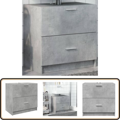 Armoire d'évier gris béton 59x37x59 cm Bois d'ingénierie - Meuble De Salle De Bain - Armoire De Lavabo - Rangement Salle De Bain - Évier Gris - Meuble Vasque