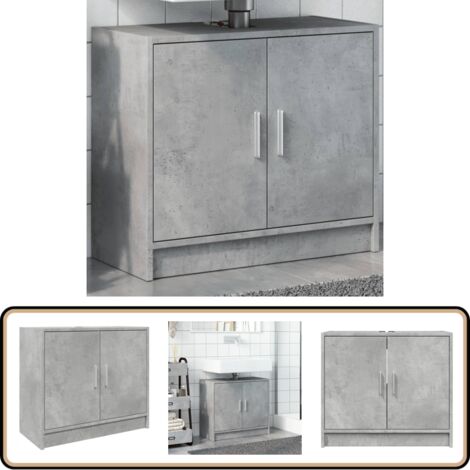 Armoire d'évier gris béton 63x29x55 cm bois d'ingénierie - Meuble De Salle De Bain - Armoire De Lavabo - Rangement Salle De Bain - Évier Gris - Meuble Vasque