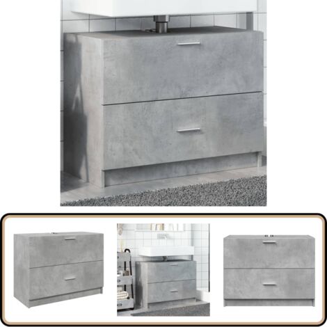 Armoire d'évier gris béton 78x37x59 cm Bois d'ingénierie - Meuble De Salle De Bain - Armoire De Lavabo - Rangement Salle De Bain - Évier Gris - Meuble Vasque