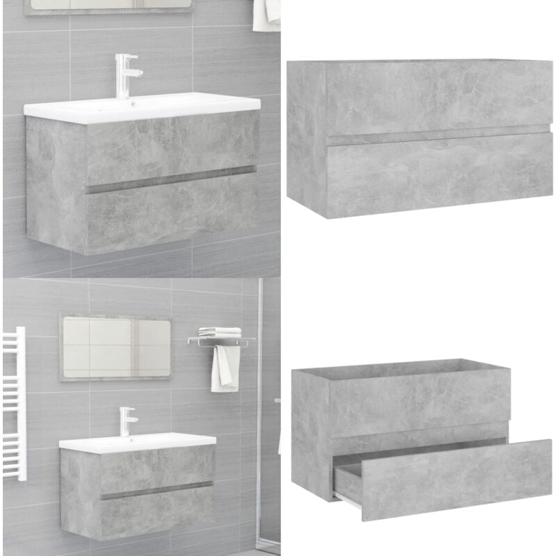 Armoire d'évier Gris béton 80x38,5x45 cm Bois d'ingénierie - Meuble Salle De Bain - Armoire Lavabo - Meuble Vasque - Rangements Salle De Bain