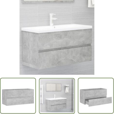 Armoire d'évier Gris béton 90x38,5x45 cm