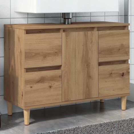Armoire d'évier-Meuble d'évier chêne artisanal 80x33x60 cm bois d'ingénierie 378560