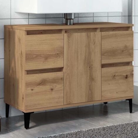 Armoire d'évier-Meuble d'évier chêne artisanal 80x33x60 cm bois d'ingénierie 654994