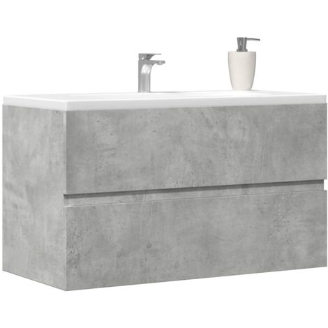 Armoire d'évier-Meuble d'évier Gris béton 90x38,5x45 cm Aggloméré