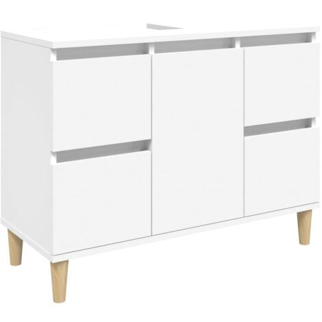 Armoire d'évier, Meuble sous Lavabo, Meuble rangement de salle de bain blanc 80x33x60 cm bois d'ingénierie CON64774 MaisonChic