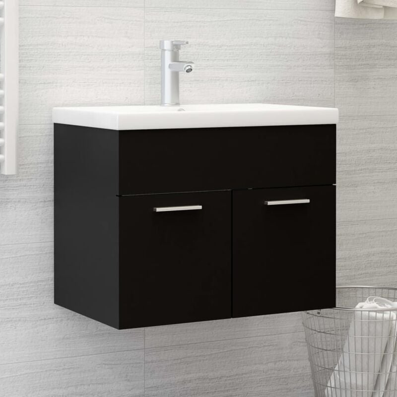 Maison Chic - Armoire d'évier, Meuble sous lavabo, Meuble sous Vasque noir 60x38,5x46 cm aggloméré jax82071 design in