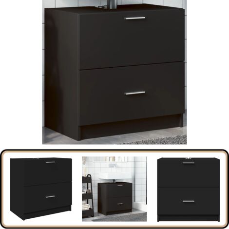 Armoire d'évier noir 59x37x59 cm bois d'ingénierie - Meuble De Salle De Bain - Armoire De Lavabo - Armoire D'évier - Rangement Salle De Bain - Meuble Sous Vasque