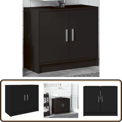 Armoire d'évier noir 63x29x55 cm bois d'ingénierie - Meuble De Salle De Bain - Armoire De Lavabo - Rangement Salle De Bain - Meuble Sous Vasque - Design Moderne