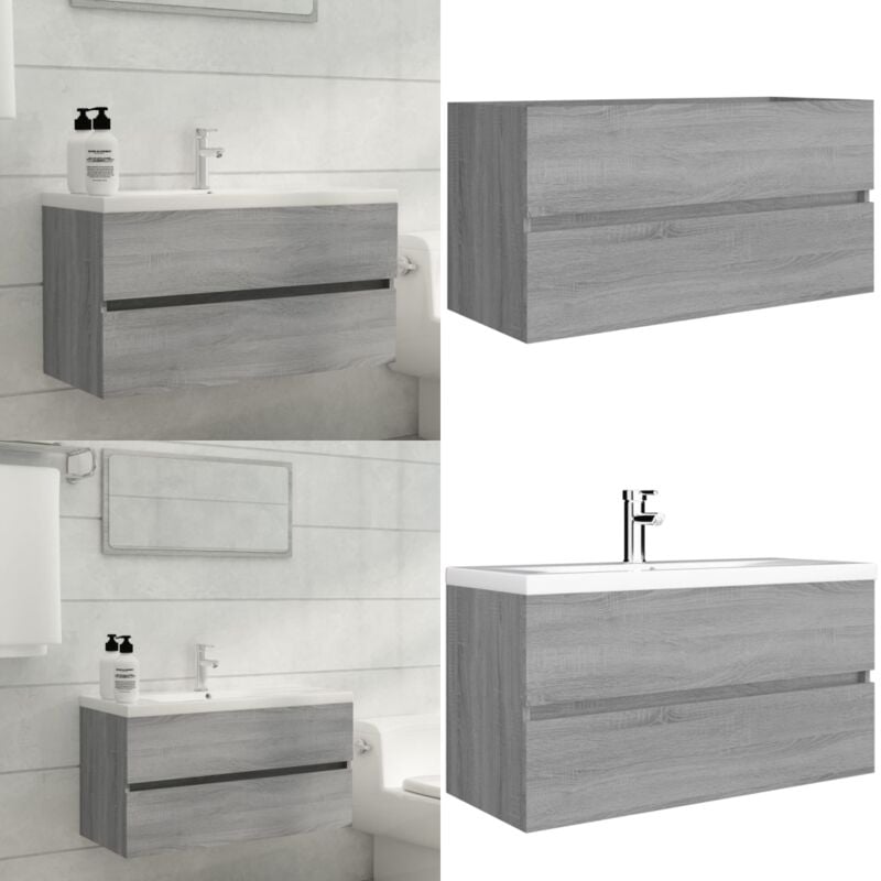 Vidaxl - Armoire d'évier Sonoma gris 90x38,5x45 cm Bois d'ingénierie - Meuble De Salle De Bain - Armoire De Salle De Bain - Meuble Sous Lavabo