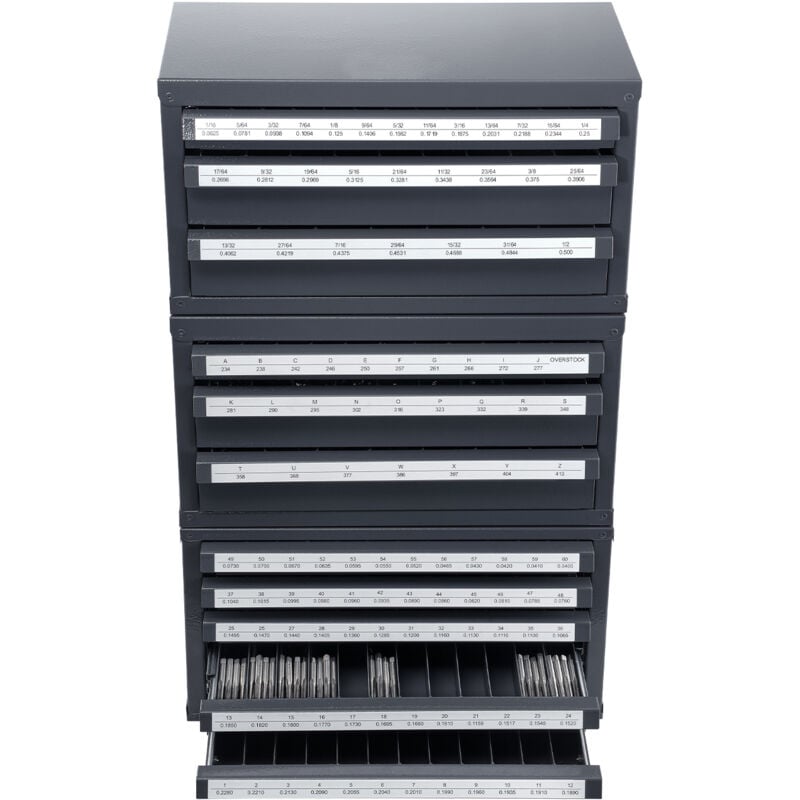 Armoire distributrice de forets Mophorn 3 tiroirs pour 1/16' à 1/2' et a à z, organisateur à cinq tiroirs pour calibre de fil 1 à 60, rangement