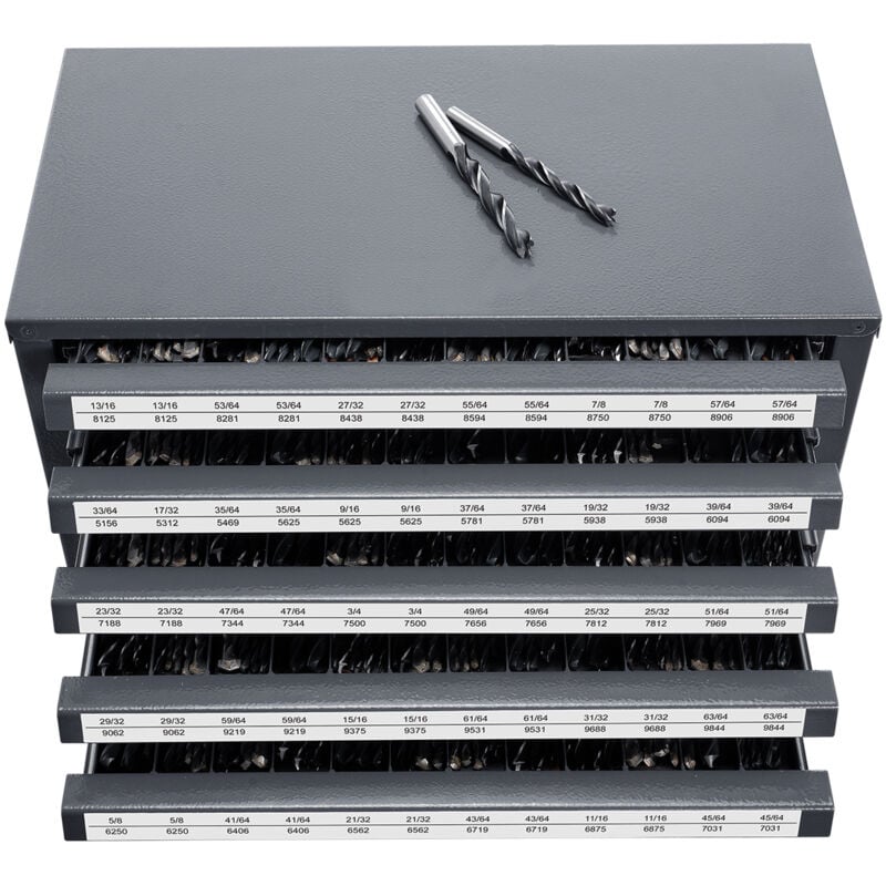 Armoire distributrice de forets Mophorn, organiseur à cinq tiroirs pour forets en acier de 33/64" à 63/64", rangement empilable avec étiquettes pour