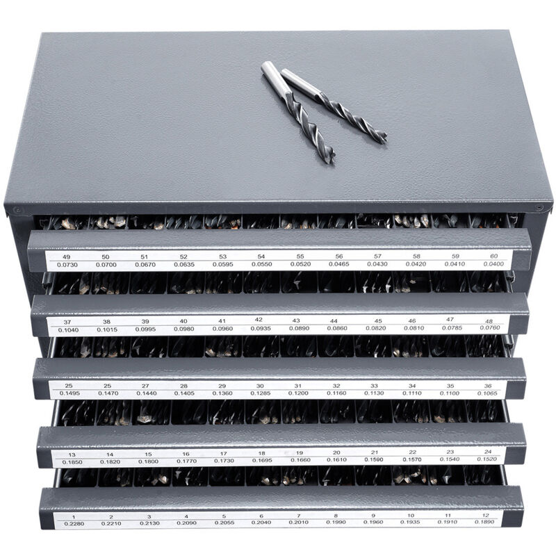 Mophorn - Armoire distributrice de forets organiseur à cinq tiroirs pour forets en acier n° 1 à n° 60, rangement empilable avec étiquettes pour une