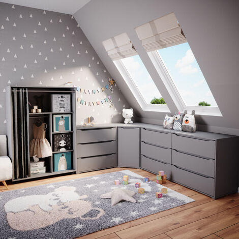 Armoire Doros, Gris, 100 x 146.6 cm avec boxes pliables, Vicco