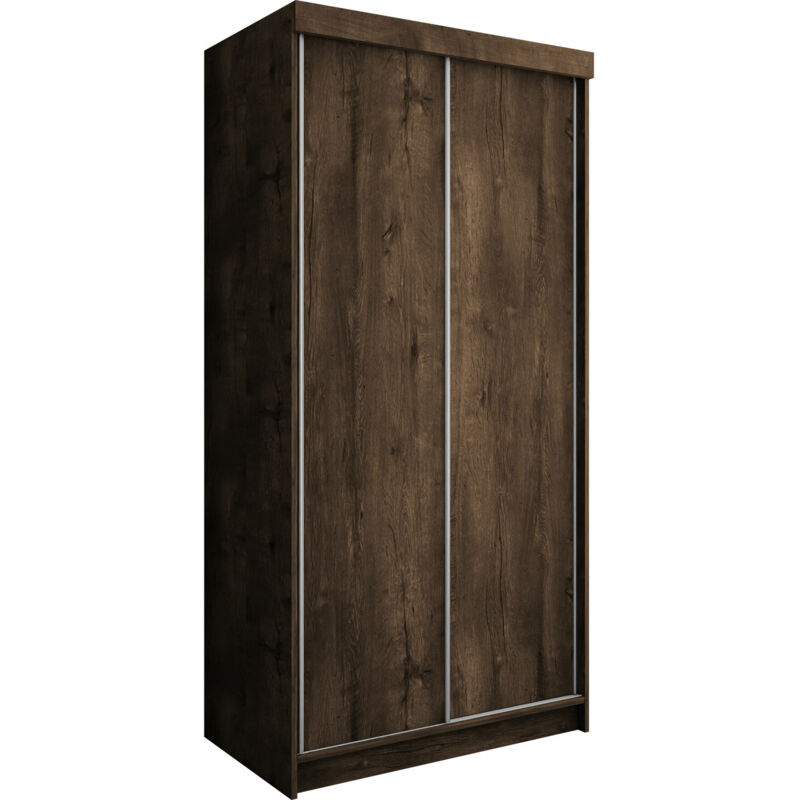 Mobilier1 - Armoire Dover 104, Chêne sombre, 200x100x62cm, Portes d'armoire: Coulissantes, Nombre d'étagères: 0, led