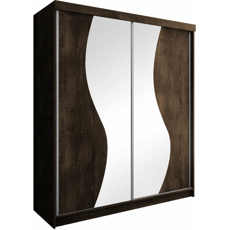 Mobilier1 - Armoire Dover 105, Chêne sombre, 200x200x62cm, Portes d'armoire: Coulissantes, Nombre d'étagères: 0, led