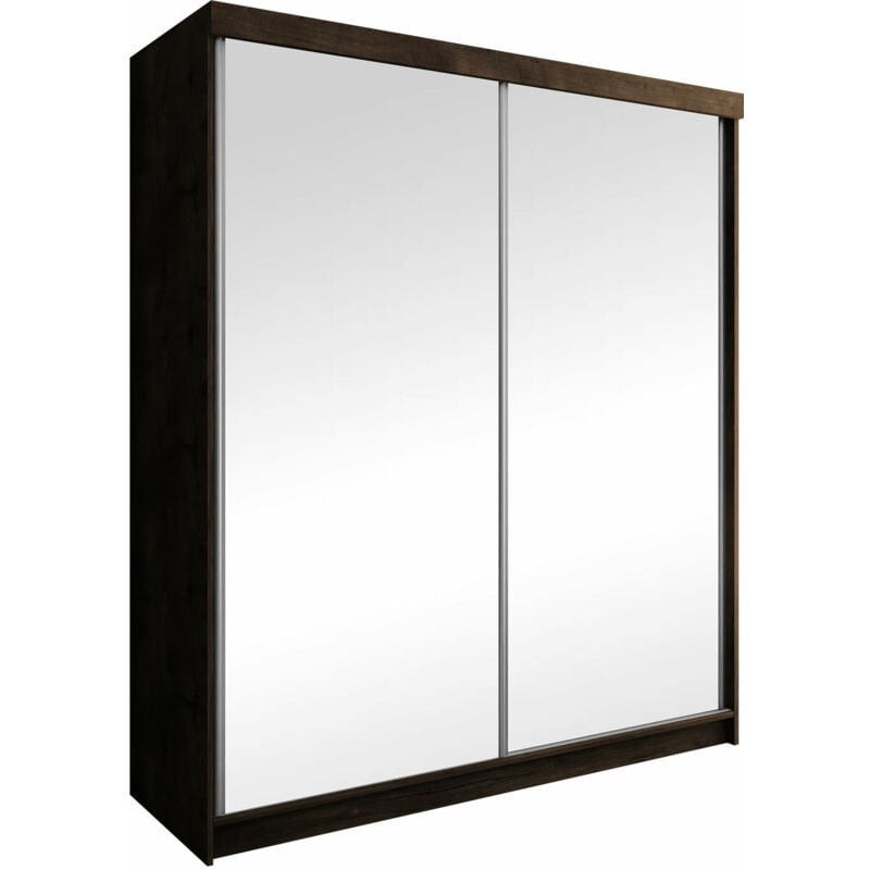 Mobilier1 - Armoire Dover 106, Chêne sombre, 200x200x62cm, Portes d'armoire: Coulissantes, Nombre d'étagères: 0, led
