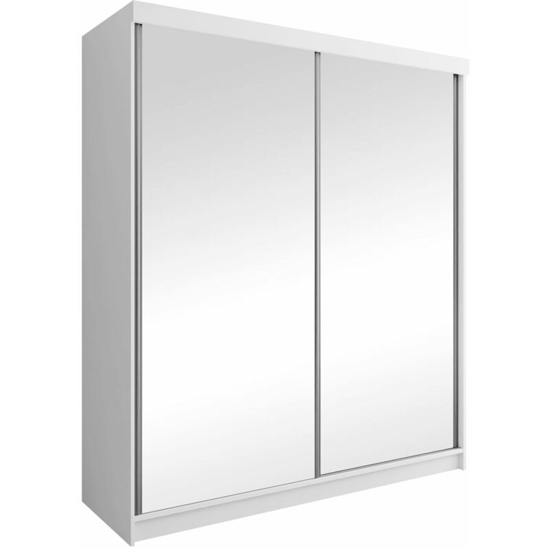 Mobilier1 - Armoire Dover 106, Blanc, 200x200x62cm, Portes d'armoire: Coulissantes, Nombre d'étagères: 0, led