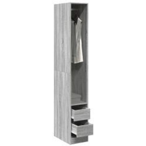 Armoire dressing 1 penderie 2 tiroirs 30cm - Collection Kodok-Chêne gris