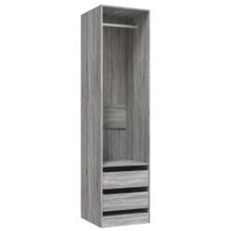 Armoire dressing 1 penderie 2 tiroirs 50cm - Collection Kodok-Chêne gris
