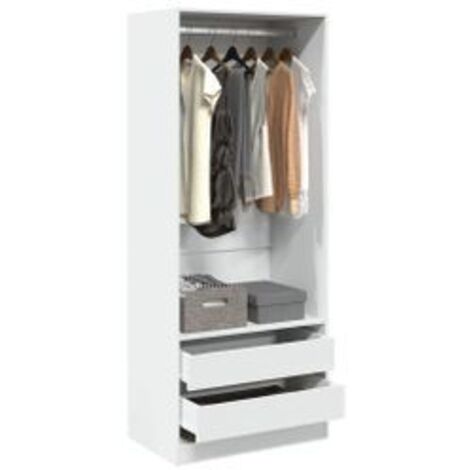 Armoire dressing 1 penderie 2 tiroirs 80cm - Collection Kodok-Blanc