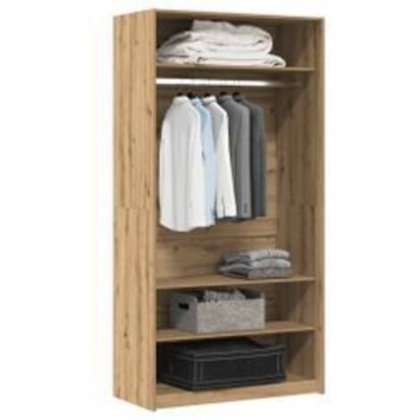 Armoire dressing 1 penderie 3 étagères 100cm - Collection Klozer-Marron clair