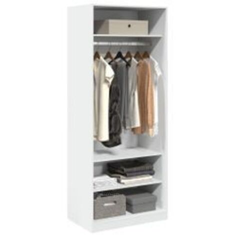 Armoire dressing 1 penderie 3 étagères 80cm - Collection Klozer-Blanc