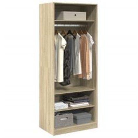 Armoire dressing 1 penderie 3 étagères 80cm - Collection Klozer-Chêne clair