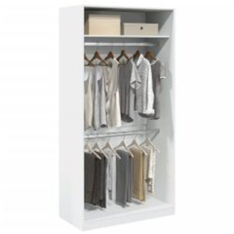 Armoire dressing 2 penderies 1 étagère 100cm - Collection Laker-Blanc