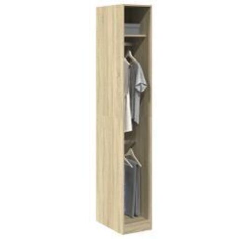Armoire dressing 2 penderies 1 étagère 30cm - Collection Laker-Chêne clair